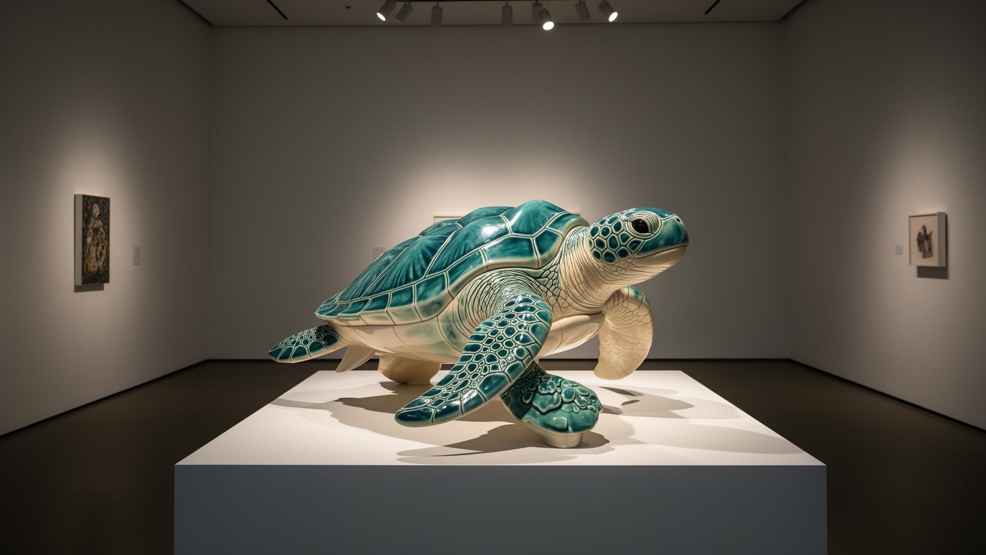 Featured ceramic sea turtle sculpture